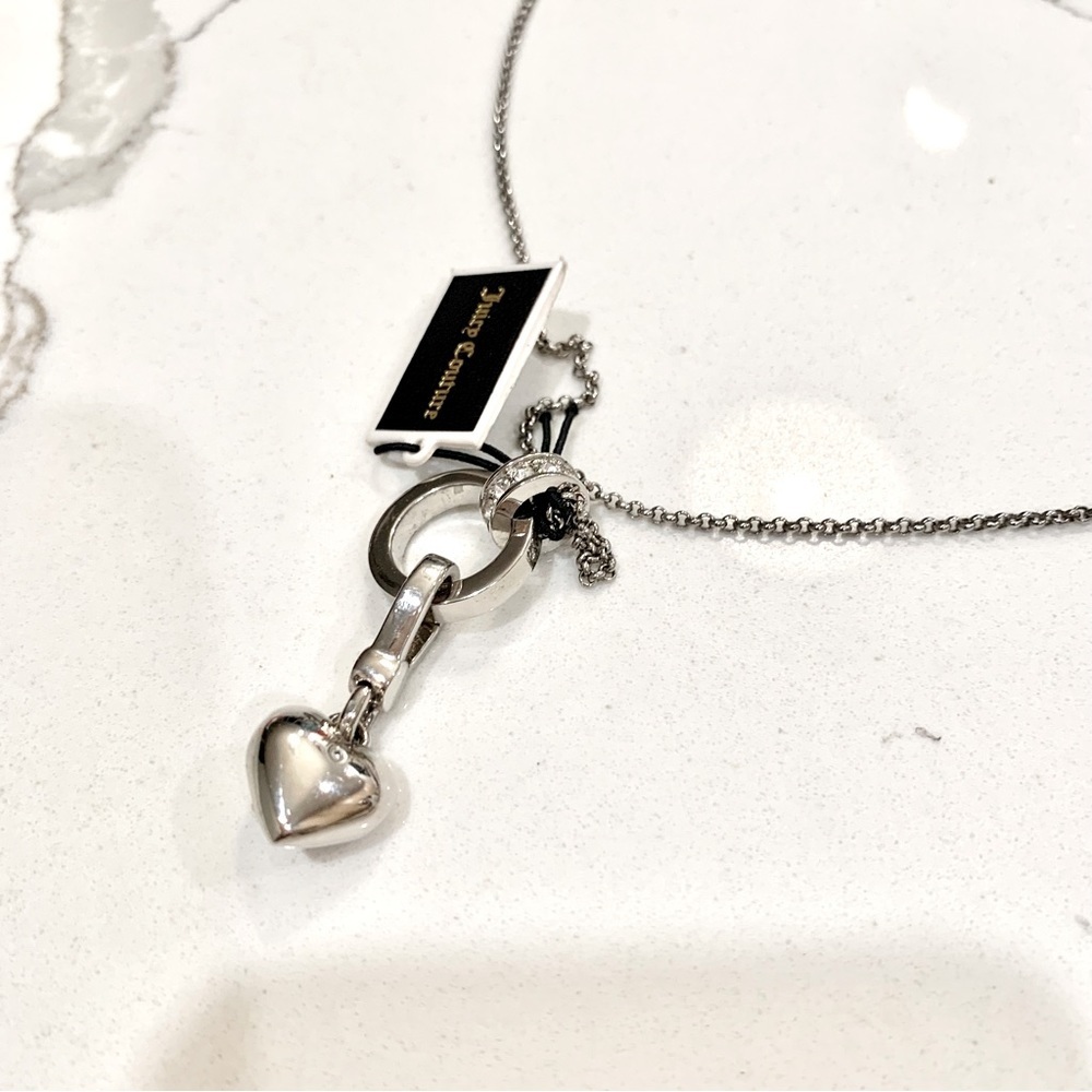 🩷 Juicy Couture Silver Heart Charm Long Adjustable Necklace - Picture 7 of 9